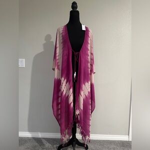 Michael Stars Elderberry and White Tie-Dye Swim Coverup